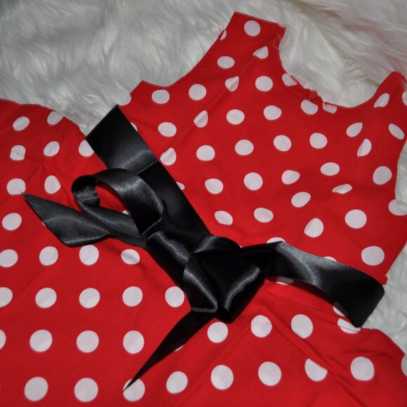 Polka Dots Dress Girl Vintage 1950s Rockabilly Sleeveles Swing A-line - Picture 6 of 7